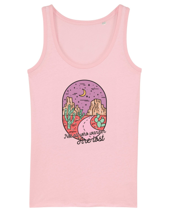 in stil line art - Not all who wander are lost Cotton Pink