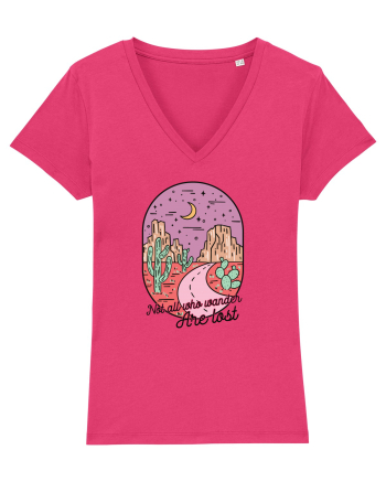 in stil line art - Not all who wander are lost Raspberry