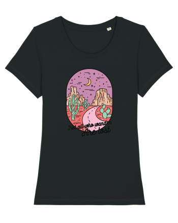 in stil line art - Not all who wander are lost Black