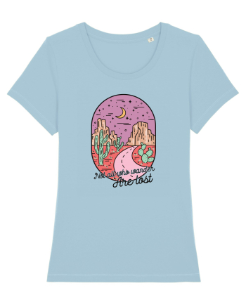 in stil line art - Not all who wander are lost Sky Blue