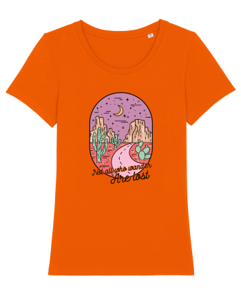in stil line art - Not all who wander are lost Bright Orange