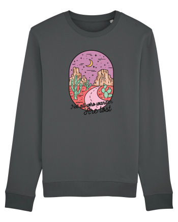 in stil line art - Not all who wander are lost Anthracite