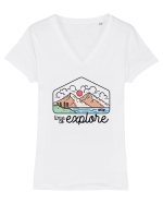 in stil line art - Time to explore Tricou mânecă scurtă guler V Damă Evoker