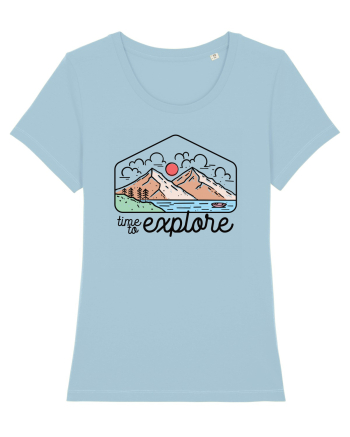 in stil line art - Time to explore Sky Blue