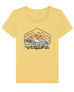 in stil line art - Time to explore Tricou mânecă scurtă guler larg fitted Damă Expresser