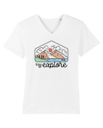 in stil line art - Time to explore Tricou mânecă scurtă guler V Bărbat Presenter