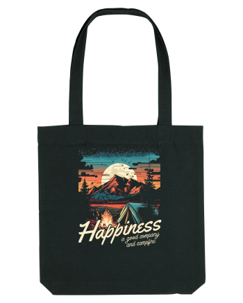 pentru camping - Happiness is good company and campfire Black