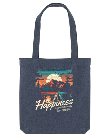 pentru camping - Happiness is good company and campfire Midnight Blue