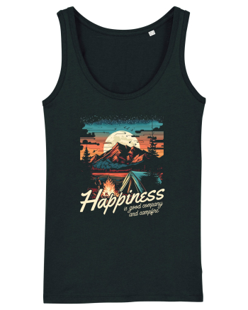 pentru camping - Happiness is good company and campfire Black