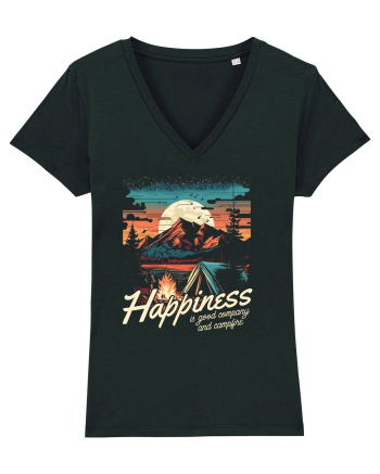 pentru camping - Happiness is good company and campfire Black