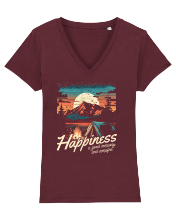 pentru camping - Happiness is good company and campfire Burgundy