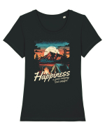 pentru camping - Happiness is good company and campfire Tricou mânecă scurtă guler larg fitted Damă Expresser