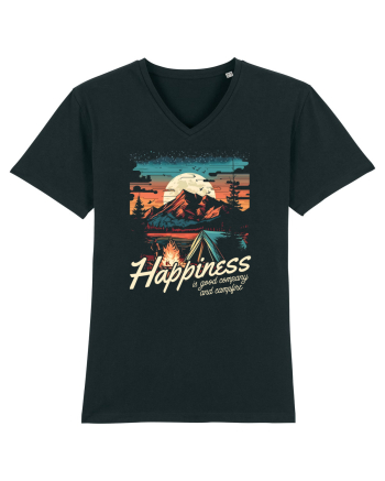 pentru camping - Happiness is good company and campfire Black