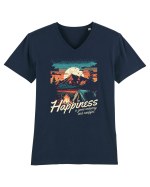 pentru camping - Happiness is good company and campfire Tricou mânecă scurtă guler V Bărbat Presenter
