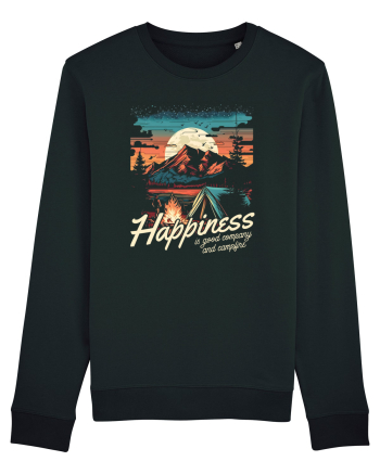pentru camping - Happiness is good company and campfire Black
