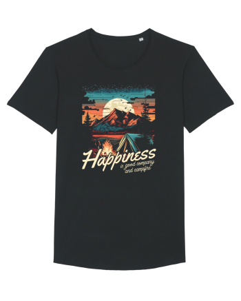 pentru camping - Happiness is good company and campfire Black