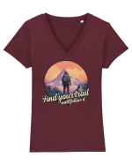 pentru montaniarzi - Find your trail and follow it Tricou mânecă scurtă guler V Damă Evoker