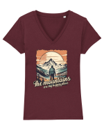 pentru montaniarzi - The mountains are my happy place Tricou mânecă scurtă guler V Damă Evoker