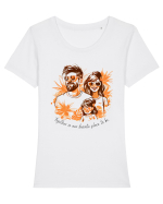 FAMILY - V1 Tricou mânecă scurtă guler larg fitted Damă Expresser