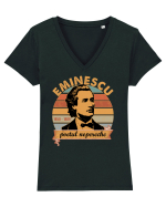 Mihai Eminescu 1850 -1889 poetul nepereche Tricou mânecă scurtă guler V Damă Evoker
