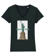 New York Tricou mânecă scurtă guler V Damă Evoker