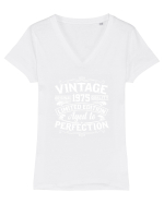 Vintage original 1975 quality limited edition aged to perfection, Aniversar Tricou mânecă scurtă guler V Damă Evoker