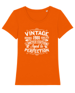 Vintage original 1981 quality limited edition aged to perfection, Aniversar Tricou mânecă scurtă guler larg fitted Damă Expresser