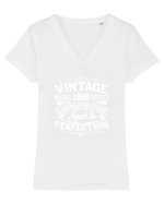 Vintage original 1988 quality limited edition aged to perfection, Aniversar Tricou mânecă scurtă guler V Damă Evoker