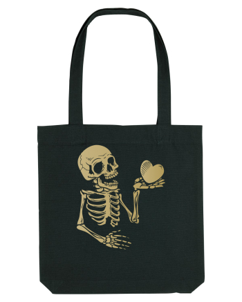 Skeleton Golden Heart Black