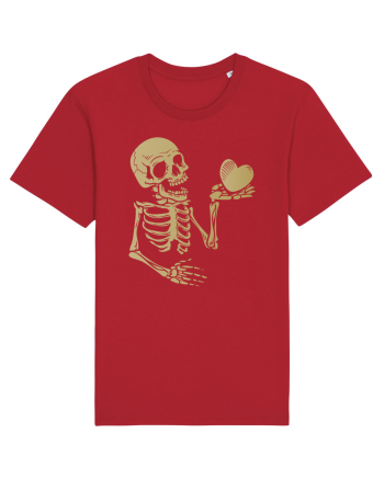 Skeleton Golden Heart Red
