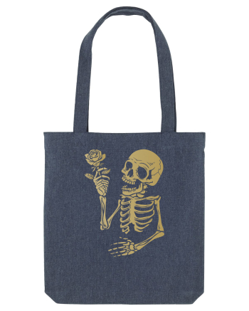 Skeleton Happy with Golden Rose Midnight Blue