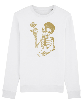 Skeleton Happy with Golden Rose White