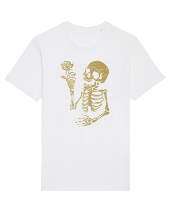 Skeleton Happy with Golden Rose White