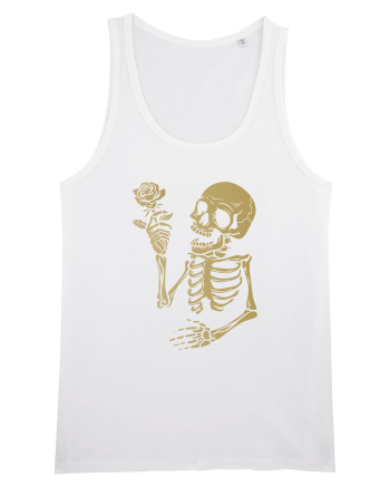 Skeleton Happy with Golden Rose White