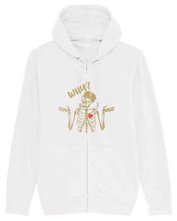Why? Skeleton Wondering Red Heart White