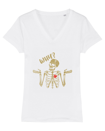 Why? Skeleton Wondering Red Heart White