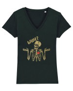 Why? Skeleton Wondering Red Heart Tricou mânecă scurtă guler V Damă Evoker
