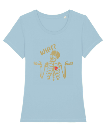 Why? Skeleton Wondering Red Heart Sky Blue