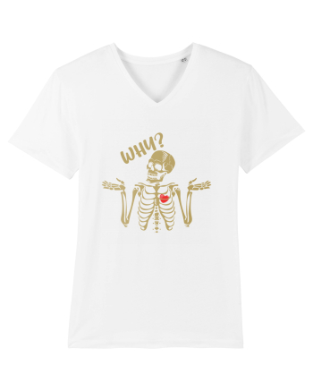 Why? Skeleton Wondering Red Heart White