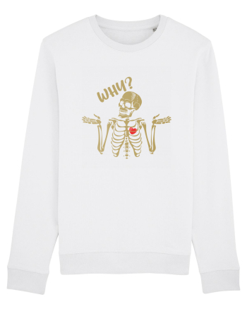 Why? Skeleton Wondering Red Heart White