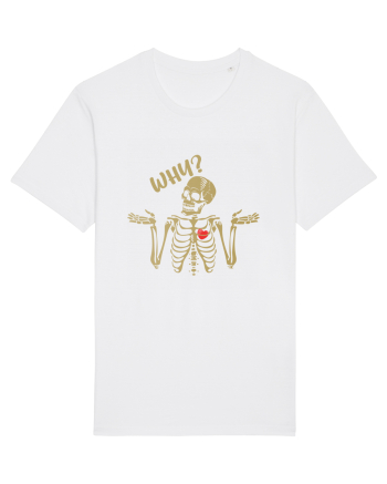 Why? Skeleton Wondering Red Heart White