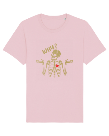 Why? Skeleton Wondering Red Heart Cotton Pink
