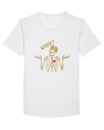 Why? Skeleton Wondering Red Heart White