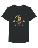 Why? Skeleton Wondering Red Heart Tricou mânecă scurtă guler larg Bărbat Skater