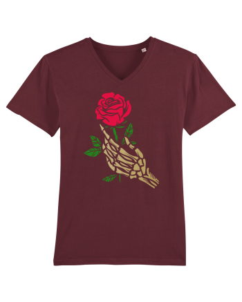 Skeleton Hand with Red Rose Burgundy