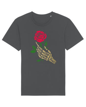 Skeleton Hand with Red Rose Anthracite
