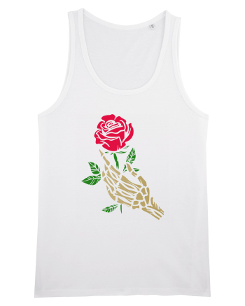 Skeleton Hand with Red Rose White