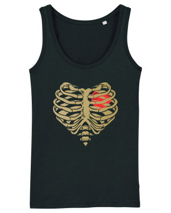 Skeleton Red Heart Golden Ribs Black