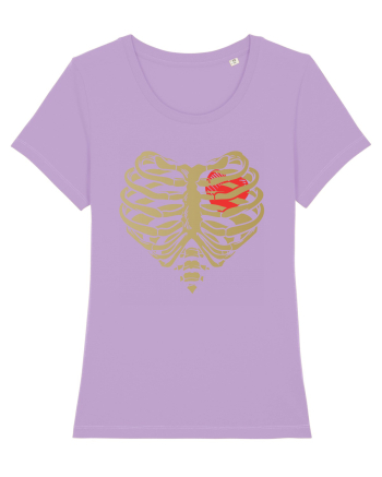 Skeleton Red Heart Golden Ribs Lavender Dawn