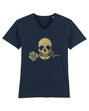 Skull with Golden Rose French Navy